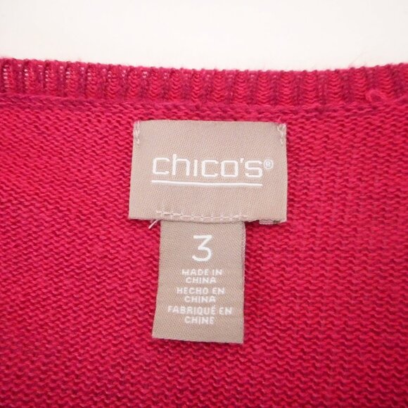 Chico's size 3 Women's XL Sweater Berry Red Wide Neck Cuff Sleeve Holiday - Picture 6 of 10